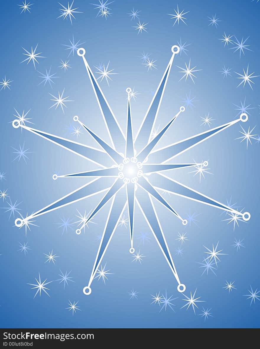 A background illustration featuring snowflakes falling in white and blue gradient with a single snowflake in the middle. A background illustration featuring snowflakes falling in white and blue gradient with a single snowflake in the middle