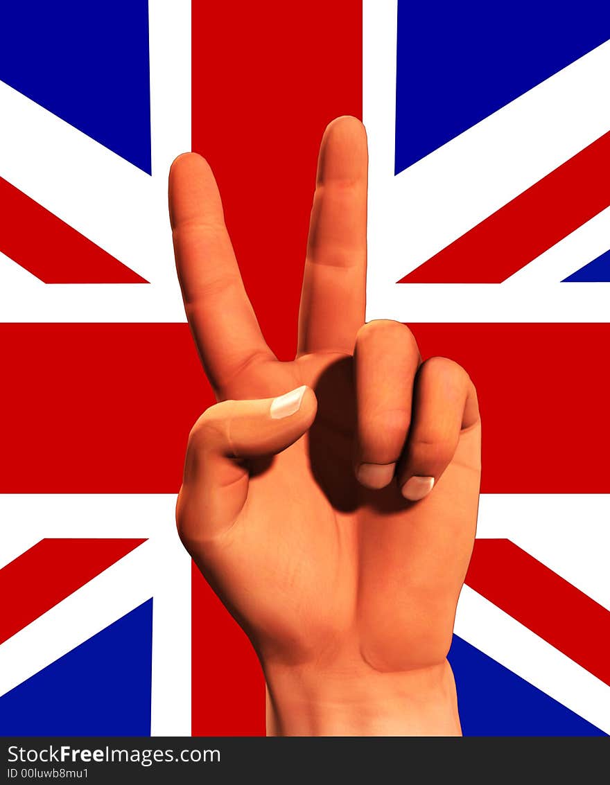 An conceptual image of hand with the UK flag, that could symbolise,freedom,peace,winning and victory. An conceptual image of hand with the UK flag, that could symbolise,freedom,peace,winning and victory.