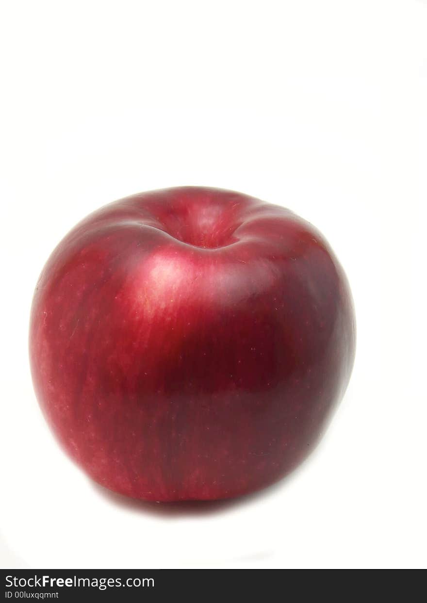 Beautiful red apple. Big apple. Isolated on a white background.