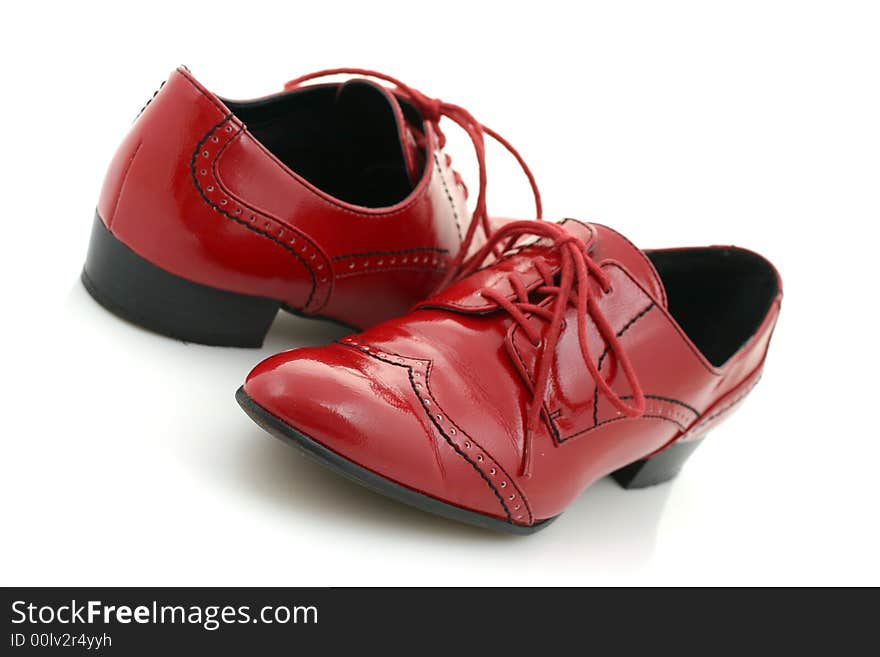 Red shoes on white background