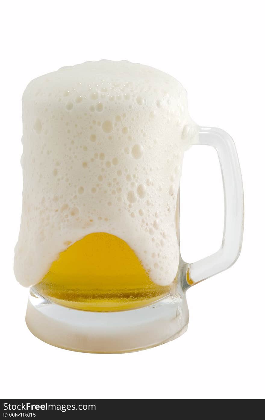 Fresh cold beer on white background