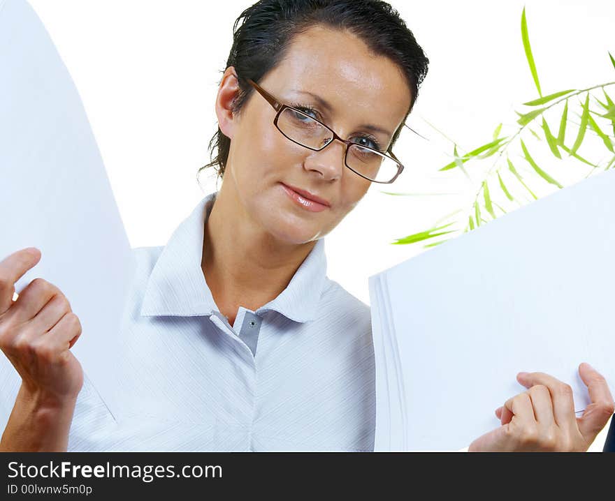 Portrait of businesswoman doing  her paperwork in the office. Portrait of businesswoman doing  her paperwork in the office