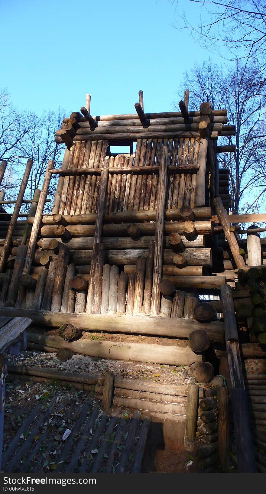 Reconstruction of the ancient wooden tower of 12th century. Reconstruction of the ancient wooden tower of 12th century