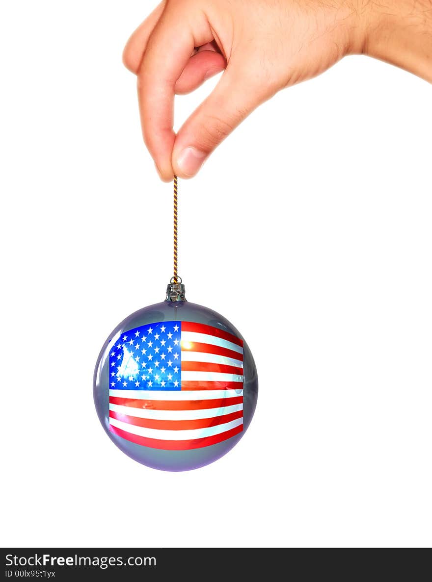 Ball with usa flag in the hand