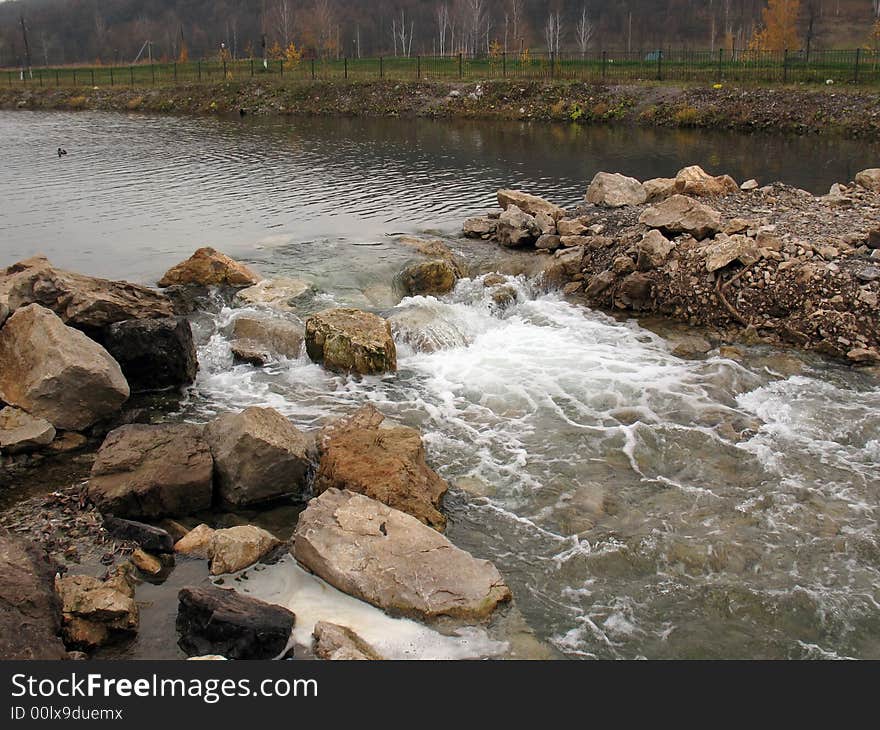 Overfall on a mountain river.