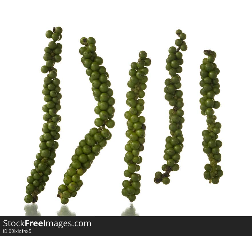 Green pepper grapes isolated over white background