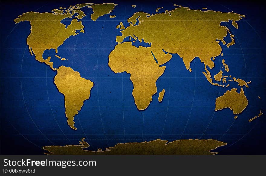 Illustration of world map on textured background. Illustration of world map on textured background