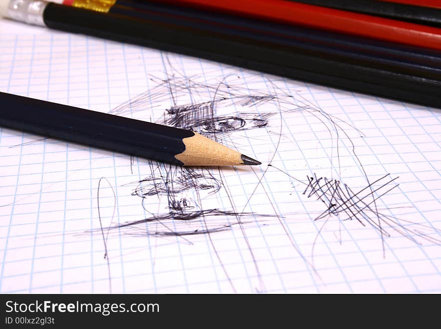 Pencil on white isolated background