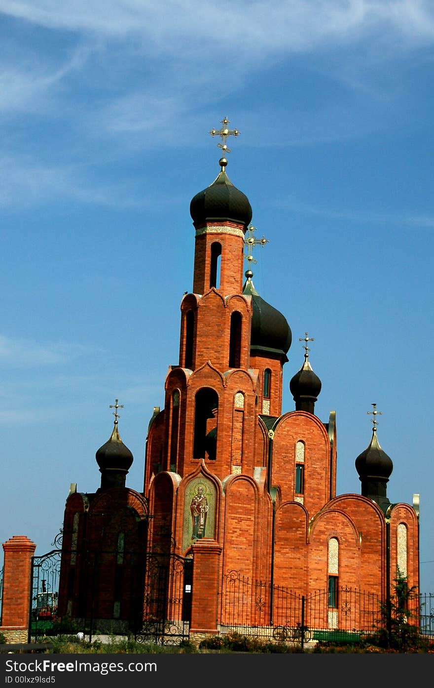 Orthodox temple in the midst of a blue sky