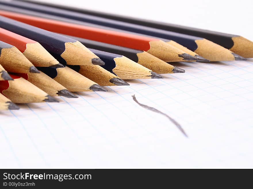 Pencil on white isolated background