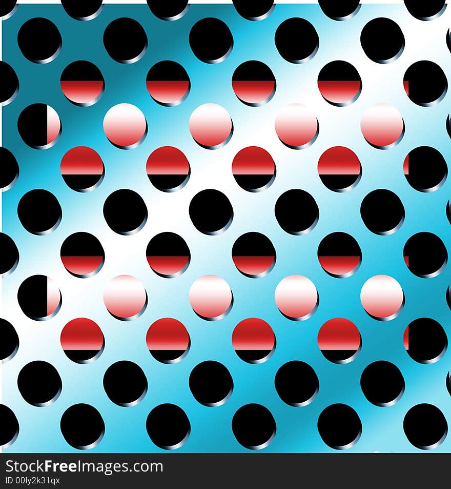 Blue Metal hole pattern background with objects inside. Blue Metal hole pattern background with objects inside