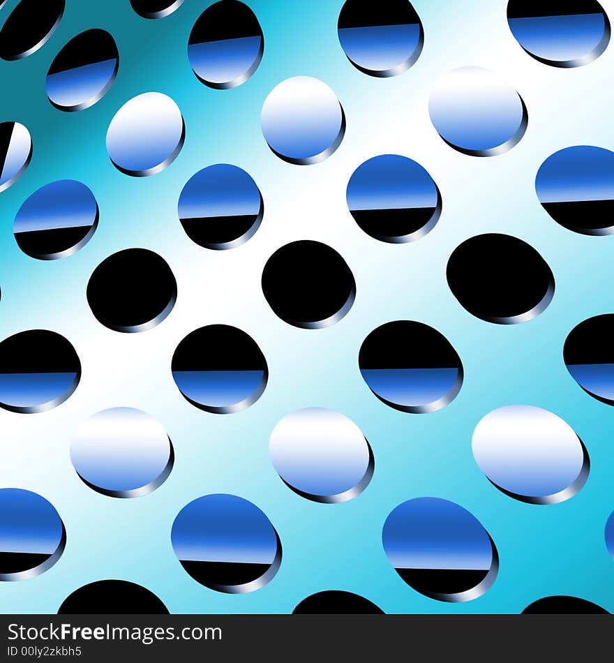 Blue Metal hole pattern background with objects inside. Blue Metal hole pattern background with objects inside