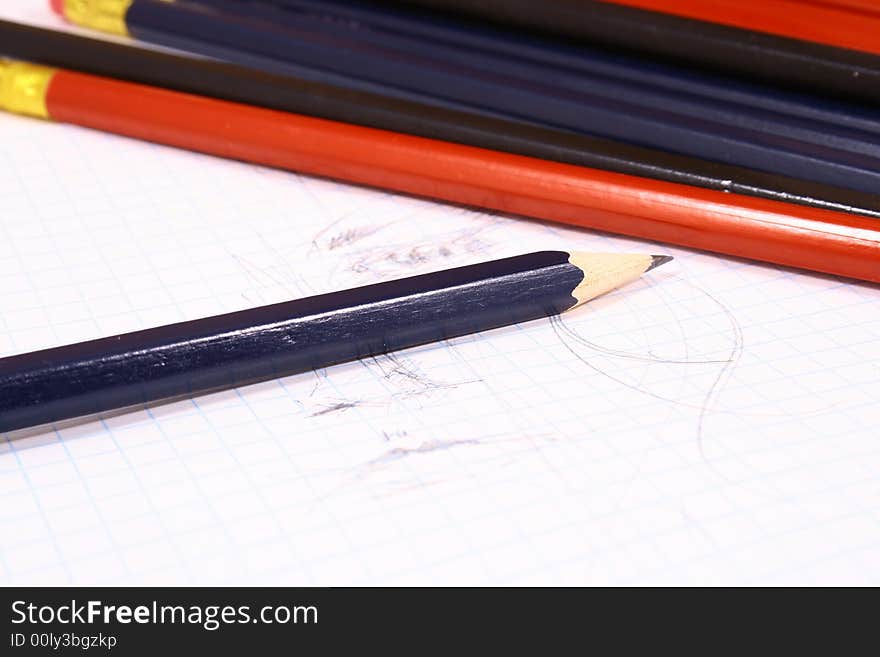 Pencil on white isolated background