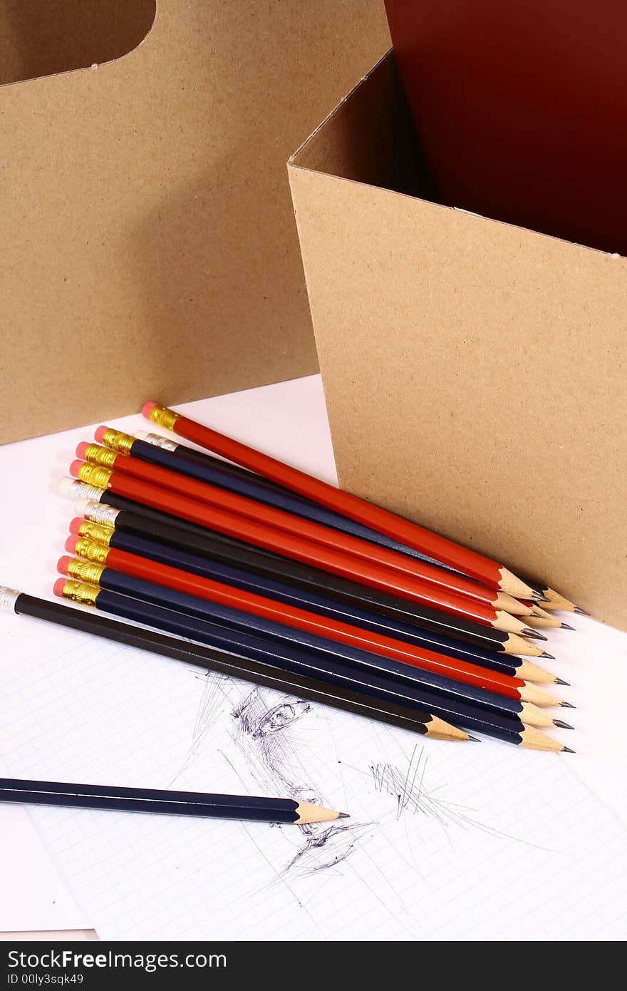 Pencil on white isolated background