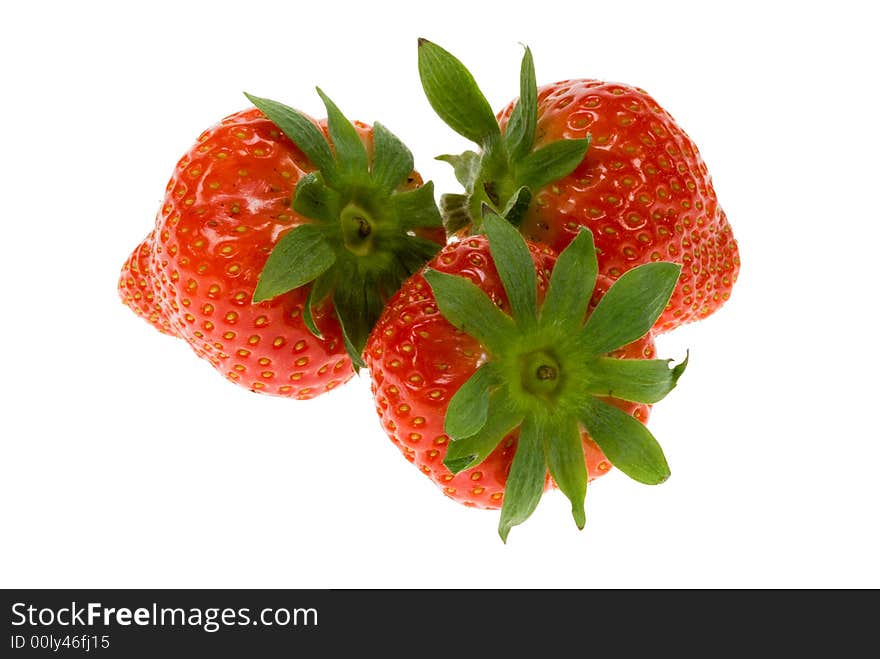 Fresh strawberries isolated on white