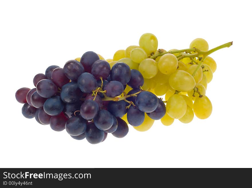 Fresh grapes isolated on white