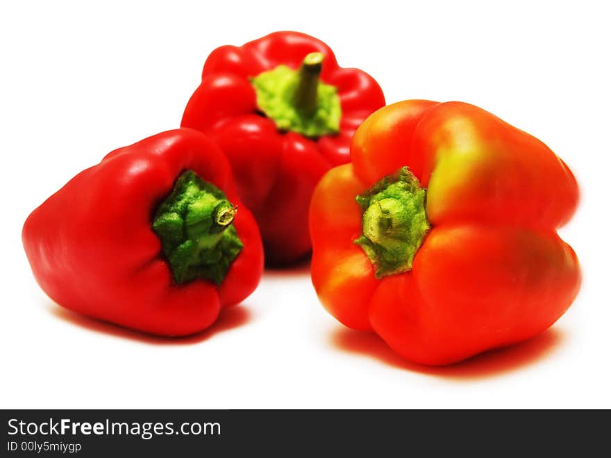 Red peppers isolated on white