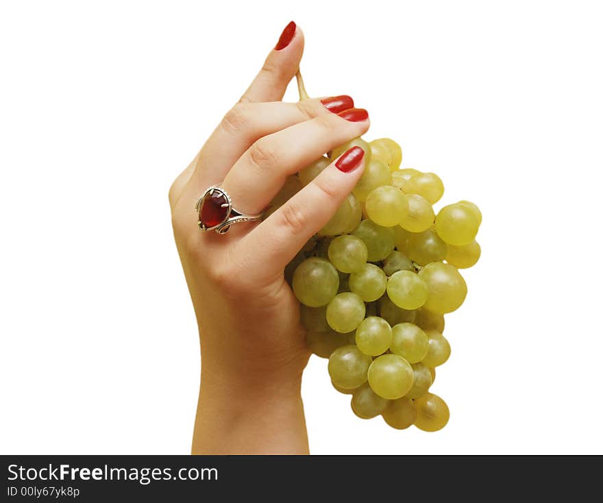 Grapewine in the lady s hand