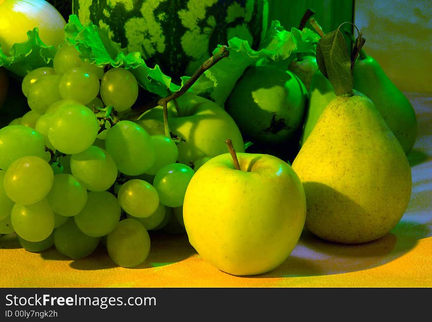 Still-life on a green background