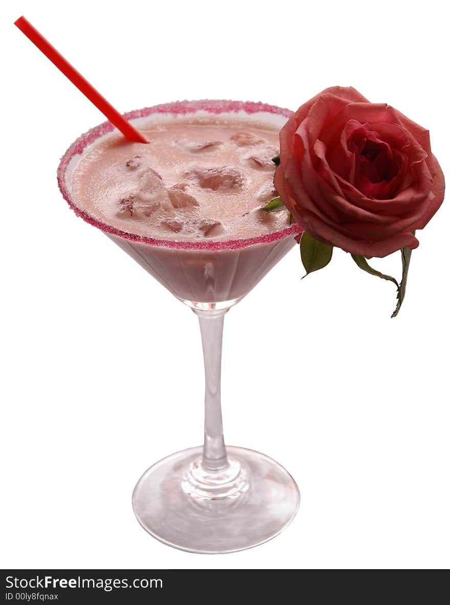 Alcoholic cocktail with a flower. Alcoholic cocktail with a flower