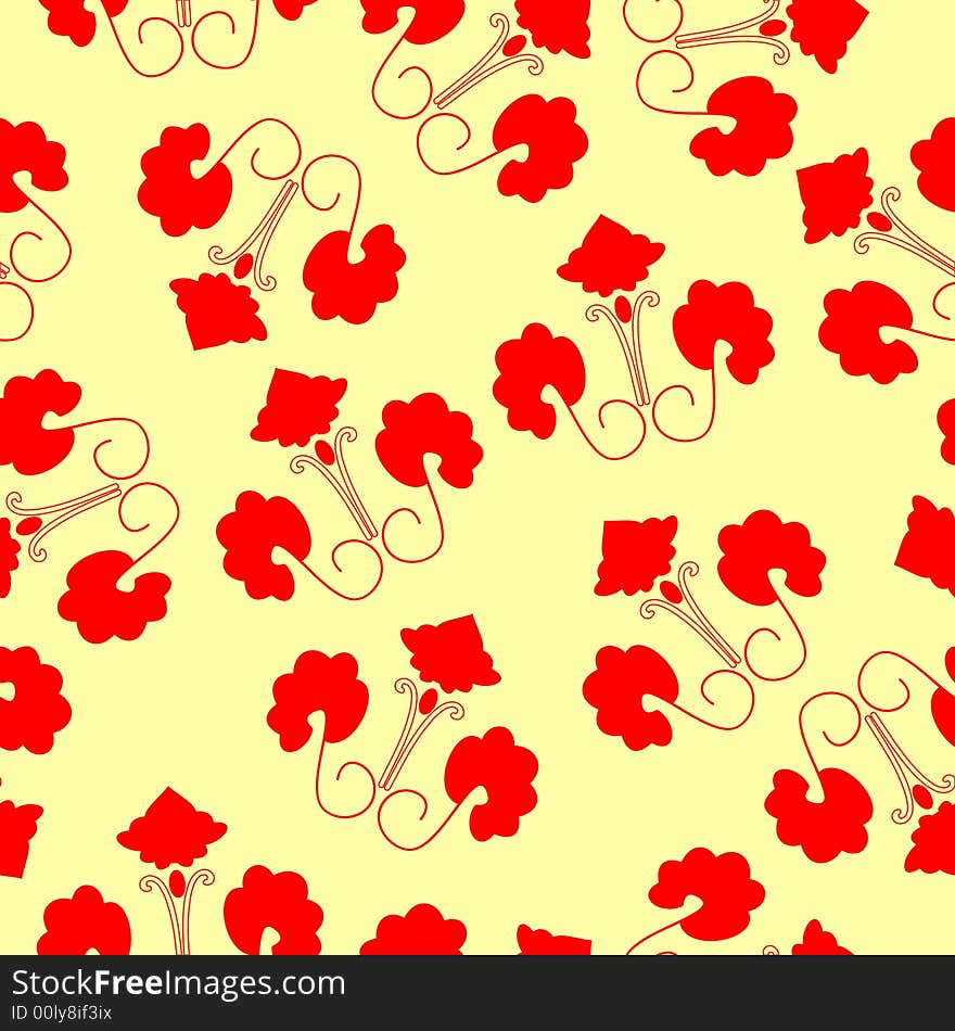 RED FLORAL PATTERN. SEAMLESS WALLPAPER