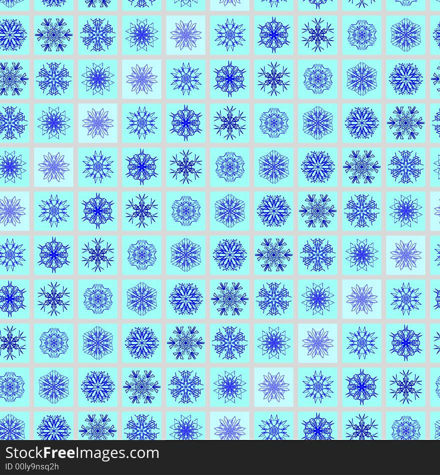 Snowflakes in squares. Seamless vector wallpaper