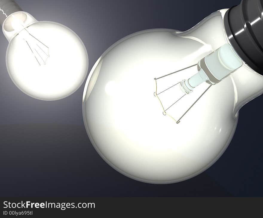 Two light bulbs, could be a concept of new idea.