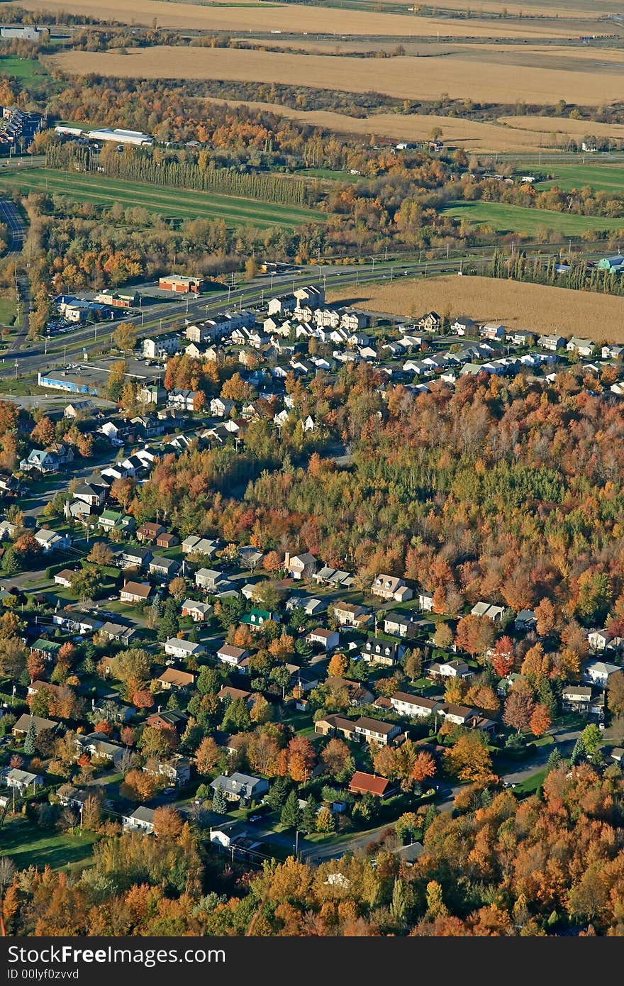 View Of Houses And Fields