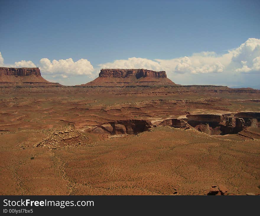 The side view of Monument Basin in Canyonlands