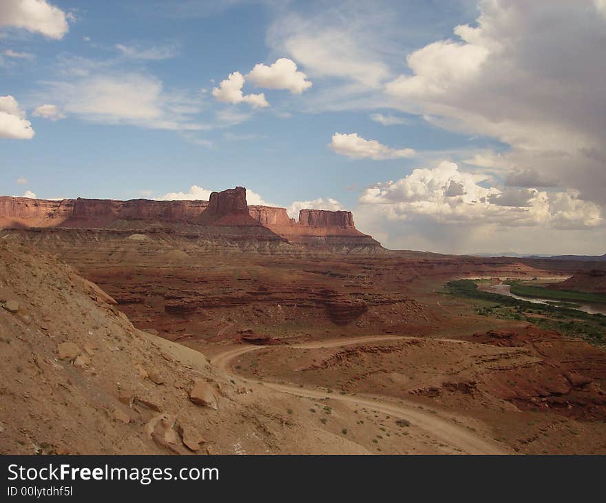 The picture of Buttes of the Cross taken from White Rim Road in Canyonlands NP