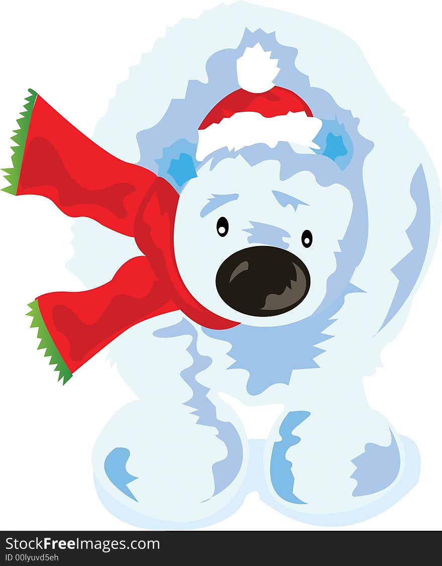 Polar Bear With Scarf Looking Cute. Polar Bear With Scarf Looking Cute.