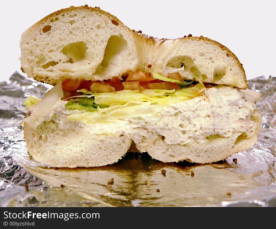 Chicken salad on bagel 4