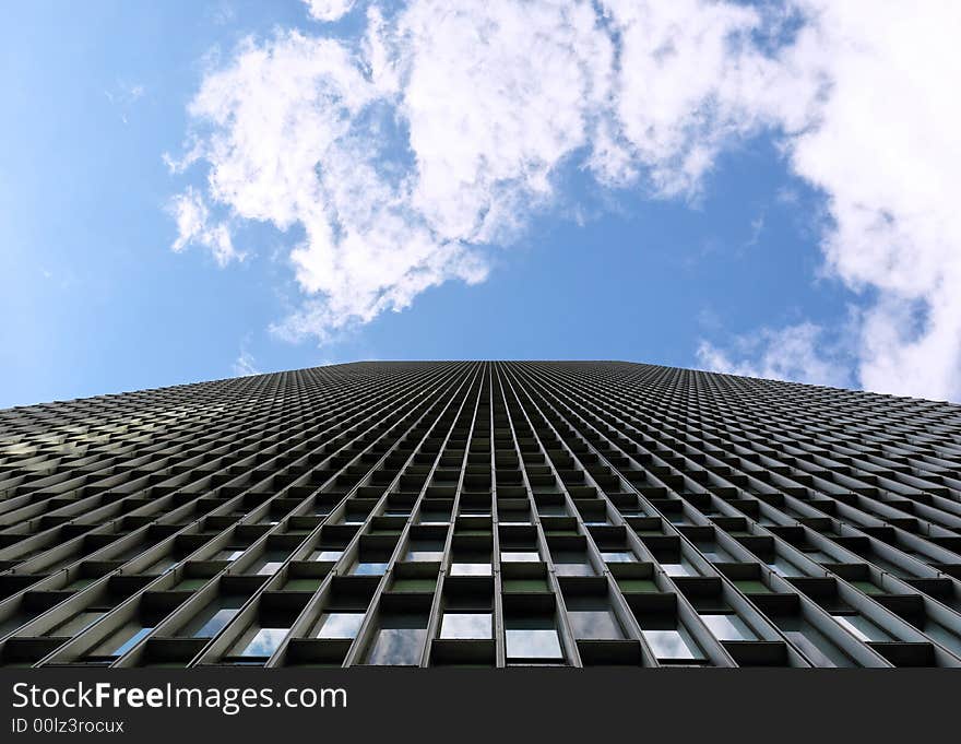 Dizzying image of tall skyscraper in downtown boston. Dizzying image of tall skyscraper in downtown boston