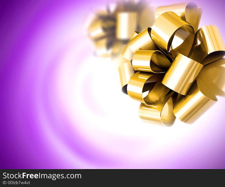 Gold ribbon isolated on colored background. Gold ribbon isolated on colored background