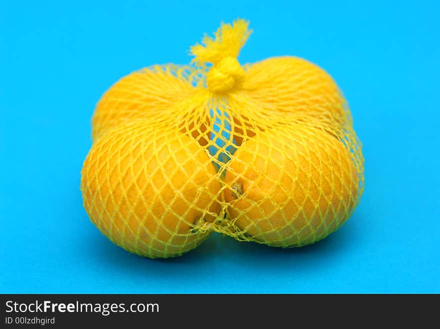 Lemons on the blue background