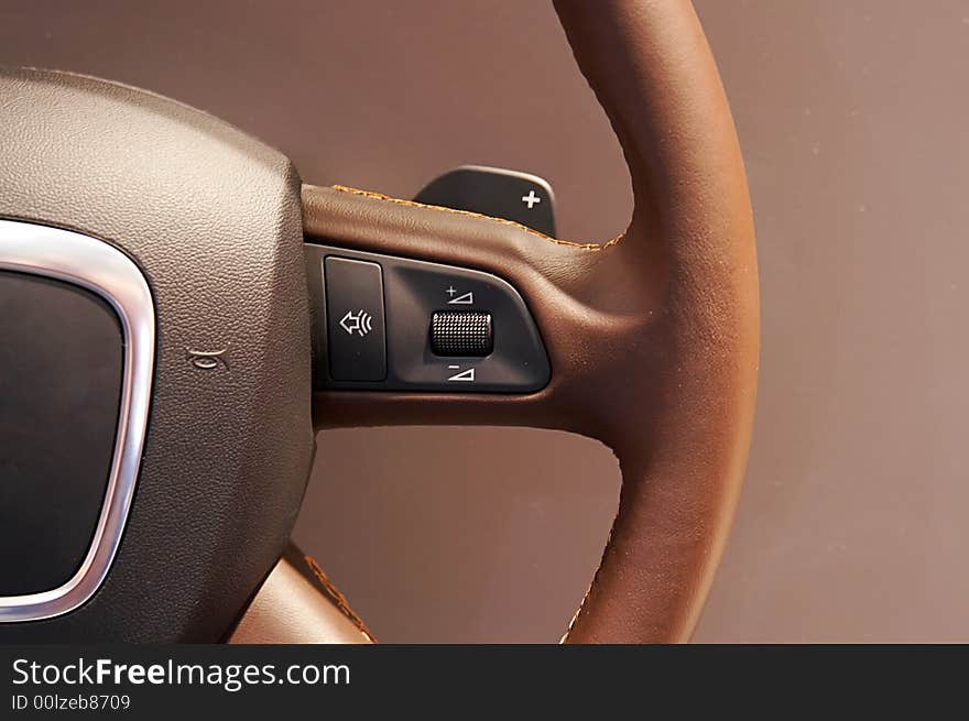 Isolated steering wheel close-up