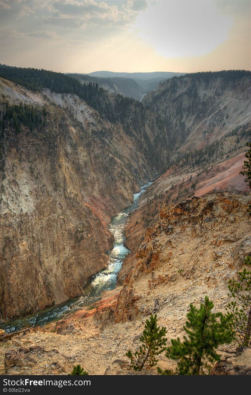 Grand Canyon of Yellowstone. Vertical orientation. HDR photo