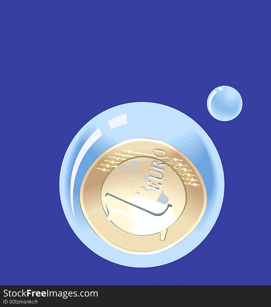 Euro symbol on a bubble. Euro symbol on a bubble