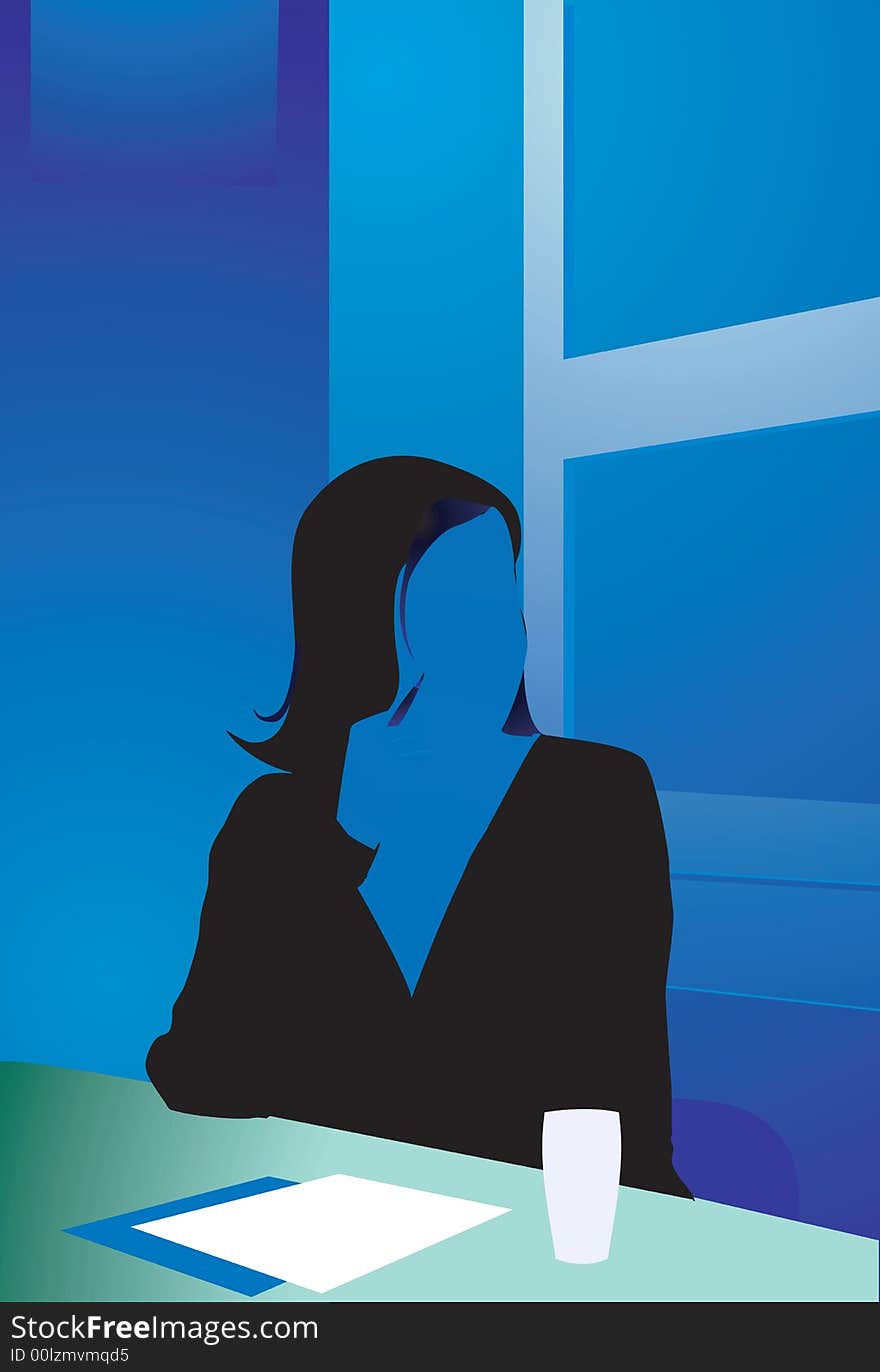 Silhouettes of businesswoman  looking back. Silhouettes of businesswoman  looking back