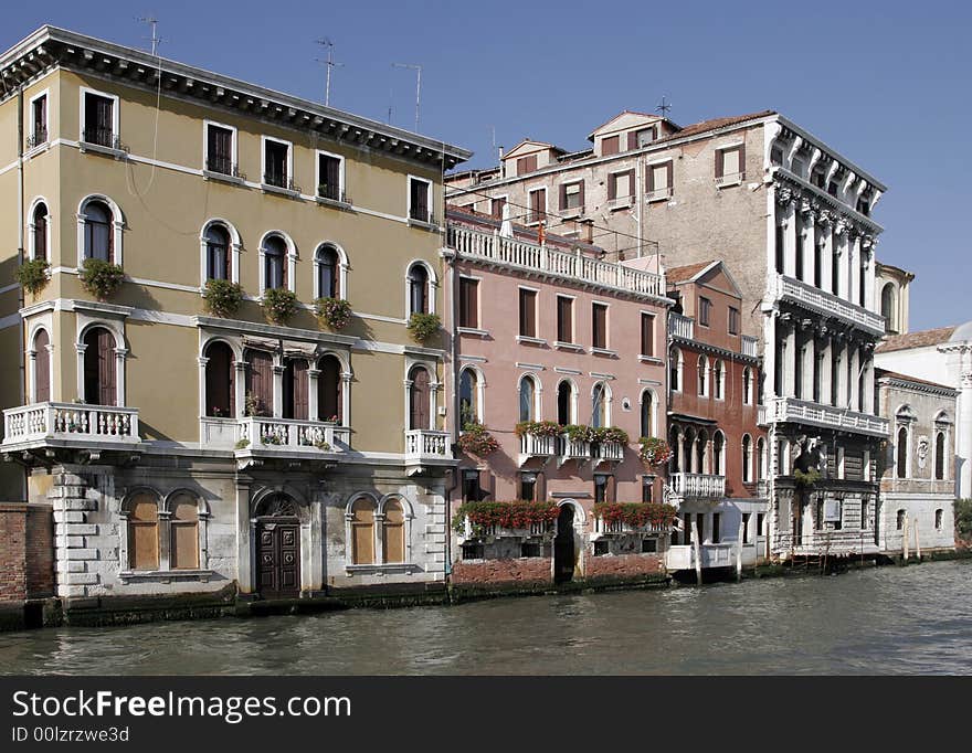 Venice, Italy - Typical Old Building Water Front Facade And Canal. Venice, Italy - Typical Old Building Water Front Facade And Canal