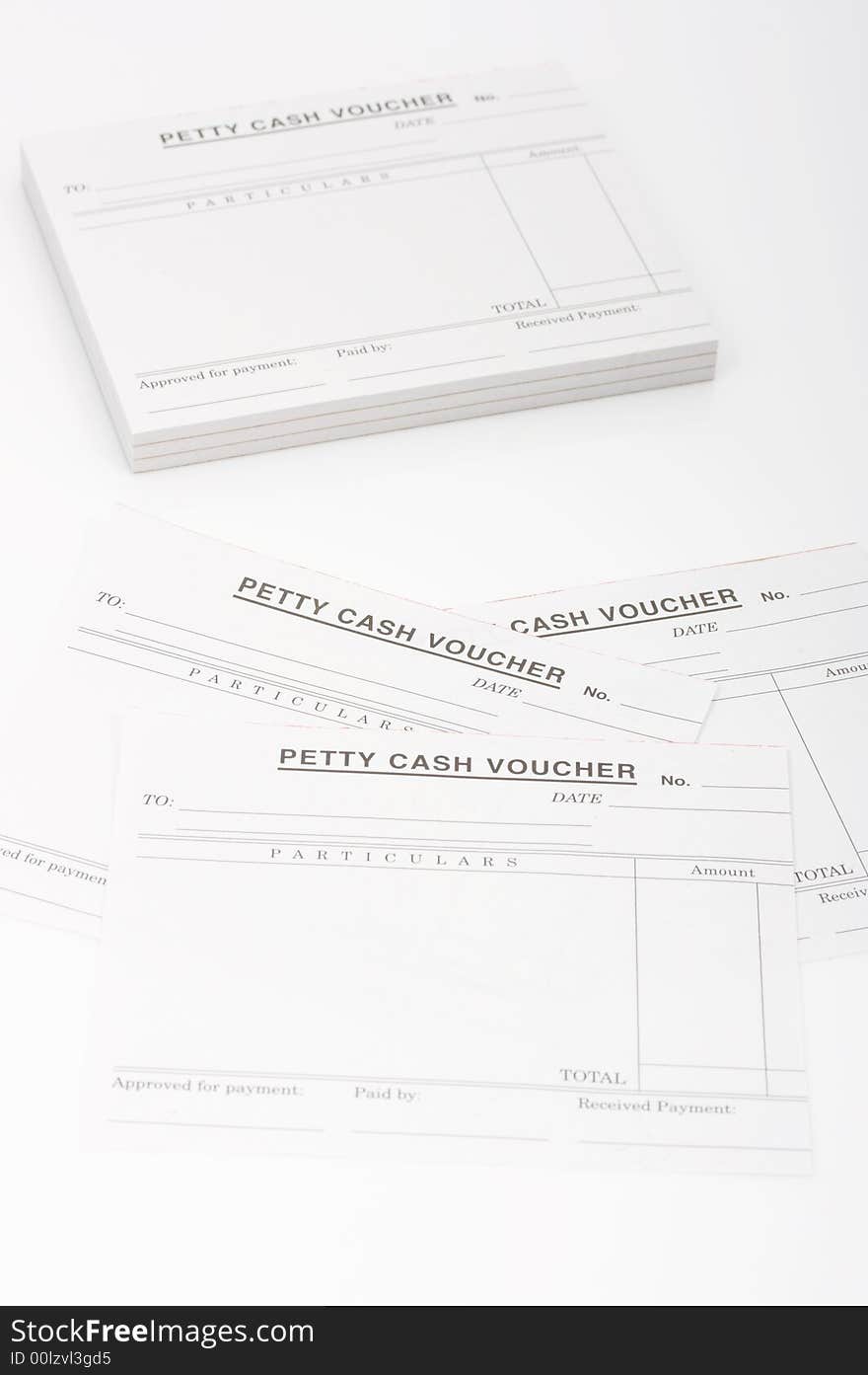 A blank petty cash voucher over a white bankground