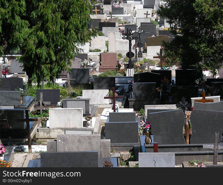 Public city graveyard on the nice sunshine day. Public city graveyard on the nice sunshine day