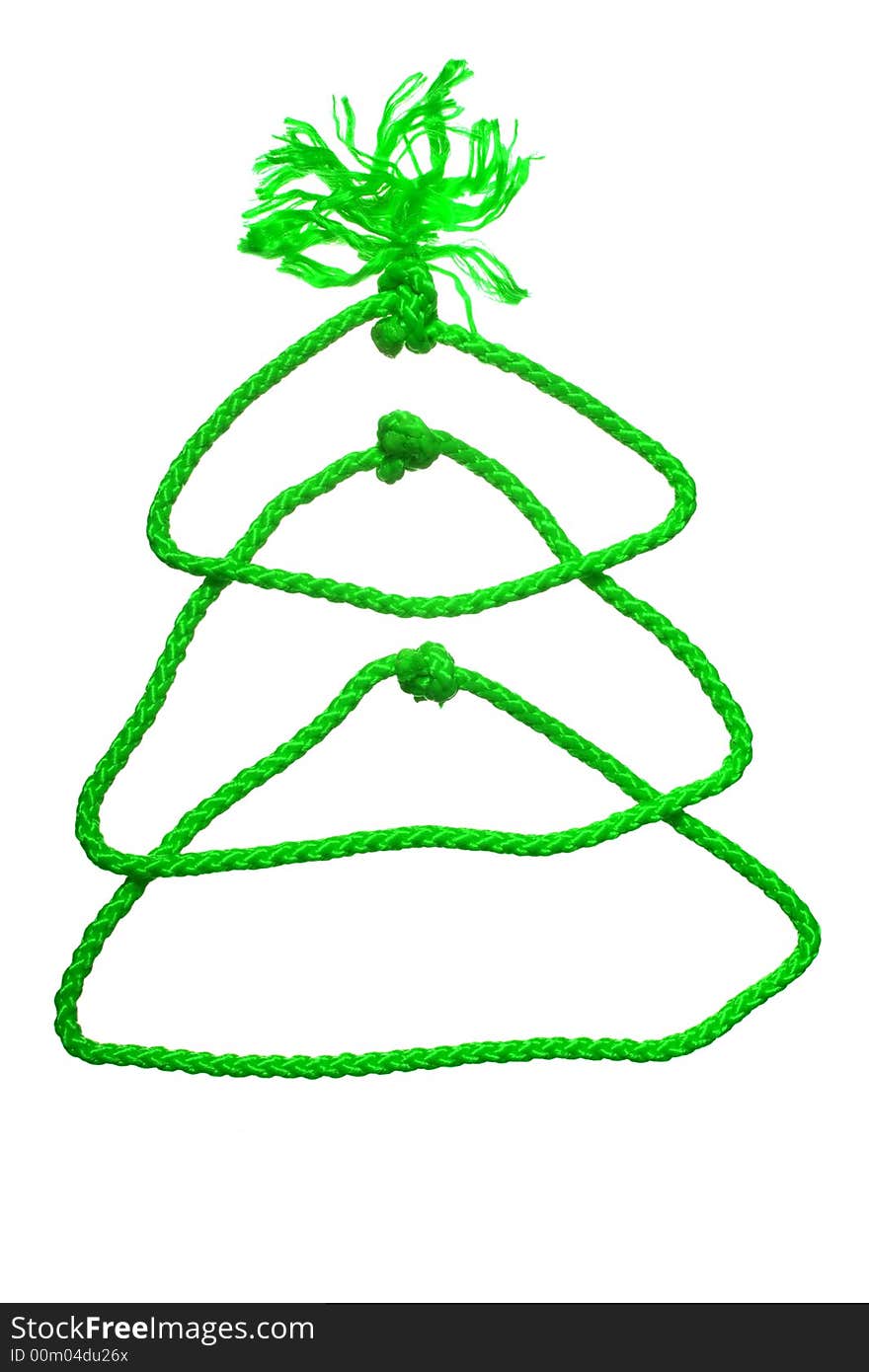 New year's fir tree from rope on white background