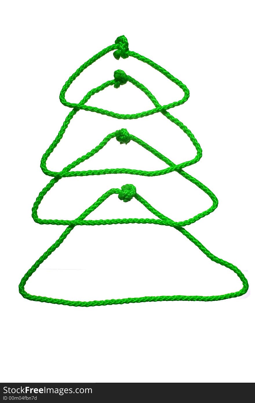 New year's fir tree from rope on white background