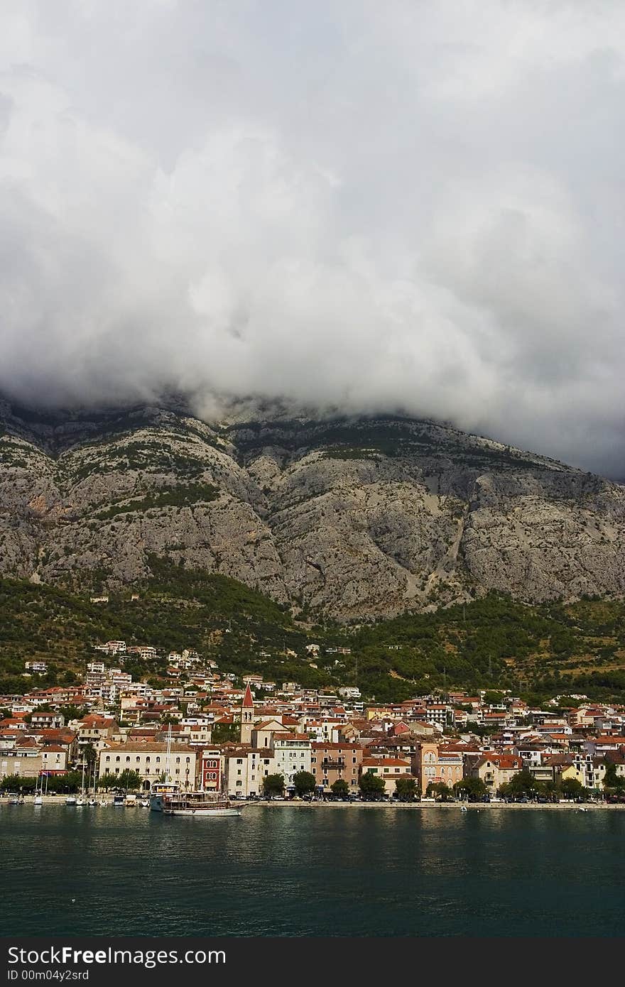 Makarska under the Biokovo mountain (Croatia). Makarska under the Biokovo mountain (Croatia)