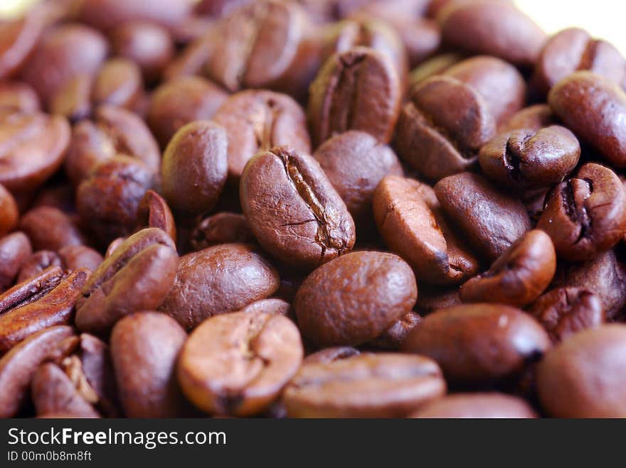 Close up of delicious coffee grains.