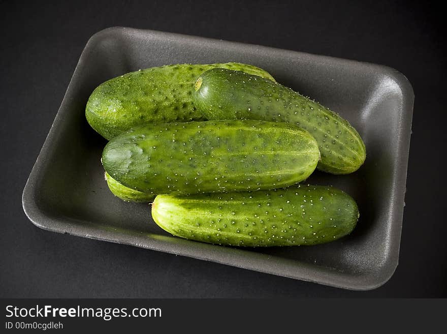 Cucumbers in plastic tray