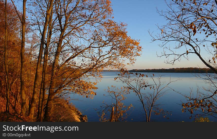 Nice autumn landscape on the background of river Daugava