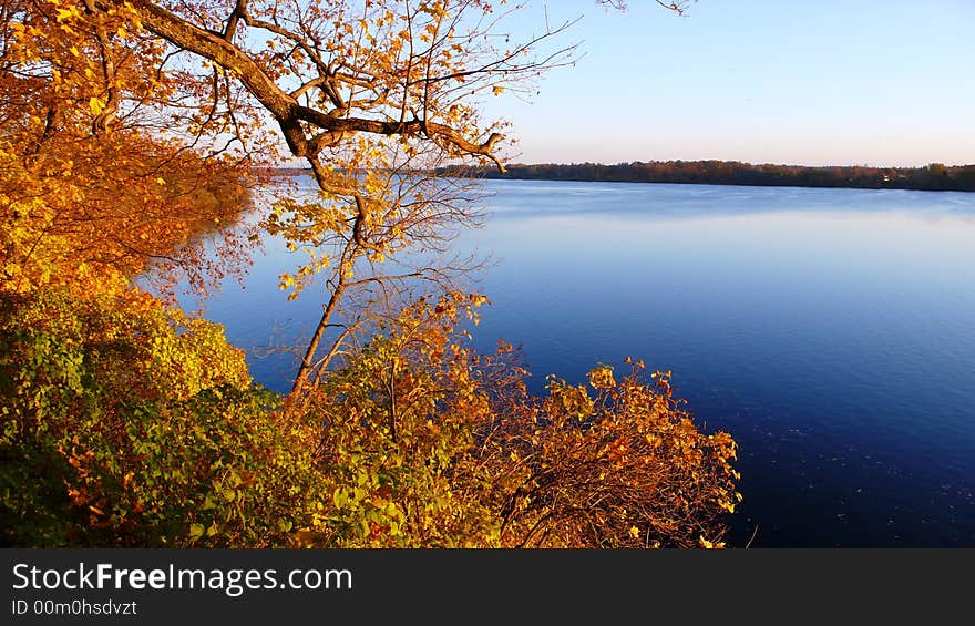 Autumn landscape on the background of river Daugava. Autumn landscape on the background of river Daugava