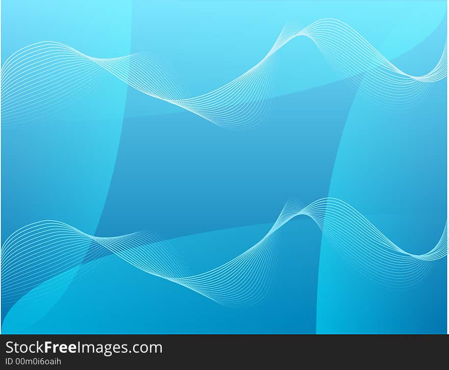 Blue abstract background with white waves. Blue abstract background with white waves